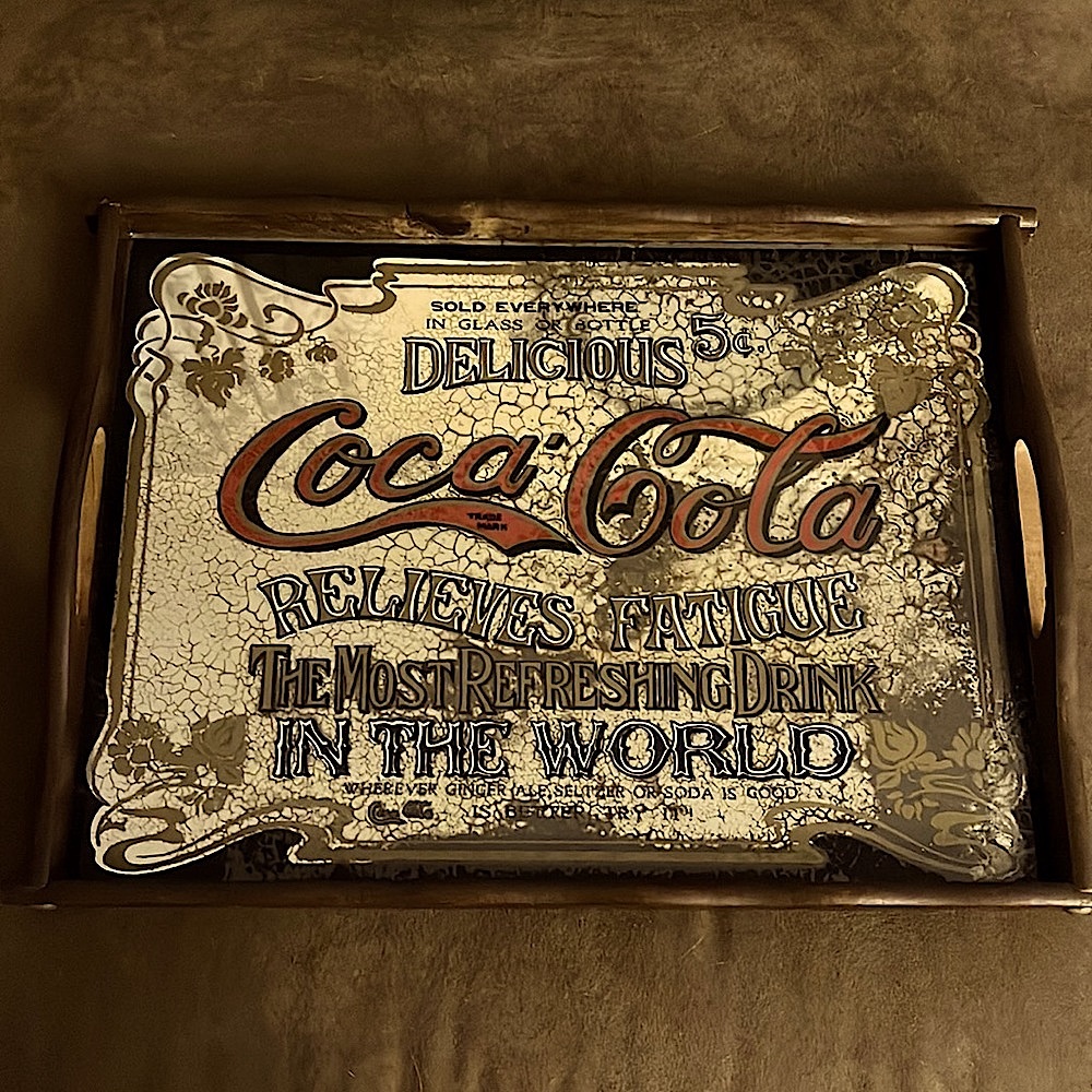 Vintage mirrored Coca-Cola tray.